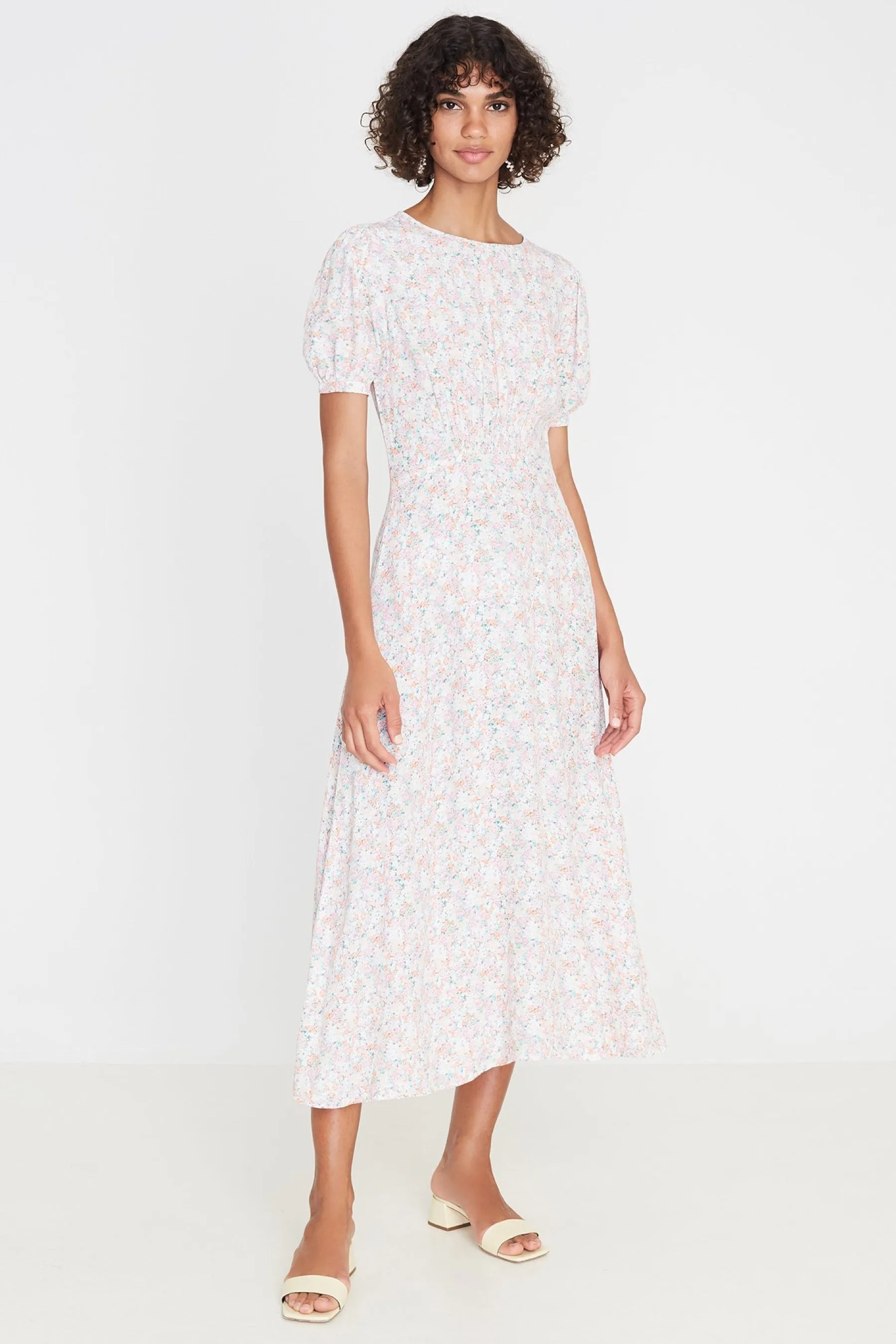 Pink Vionette Floral Beline Midi Dress