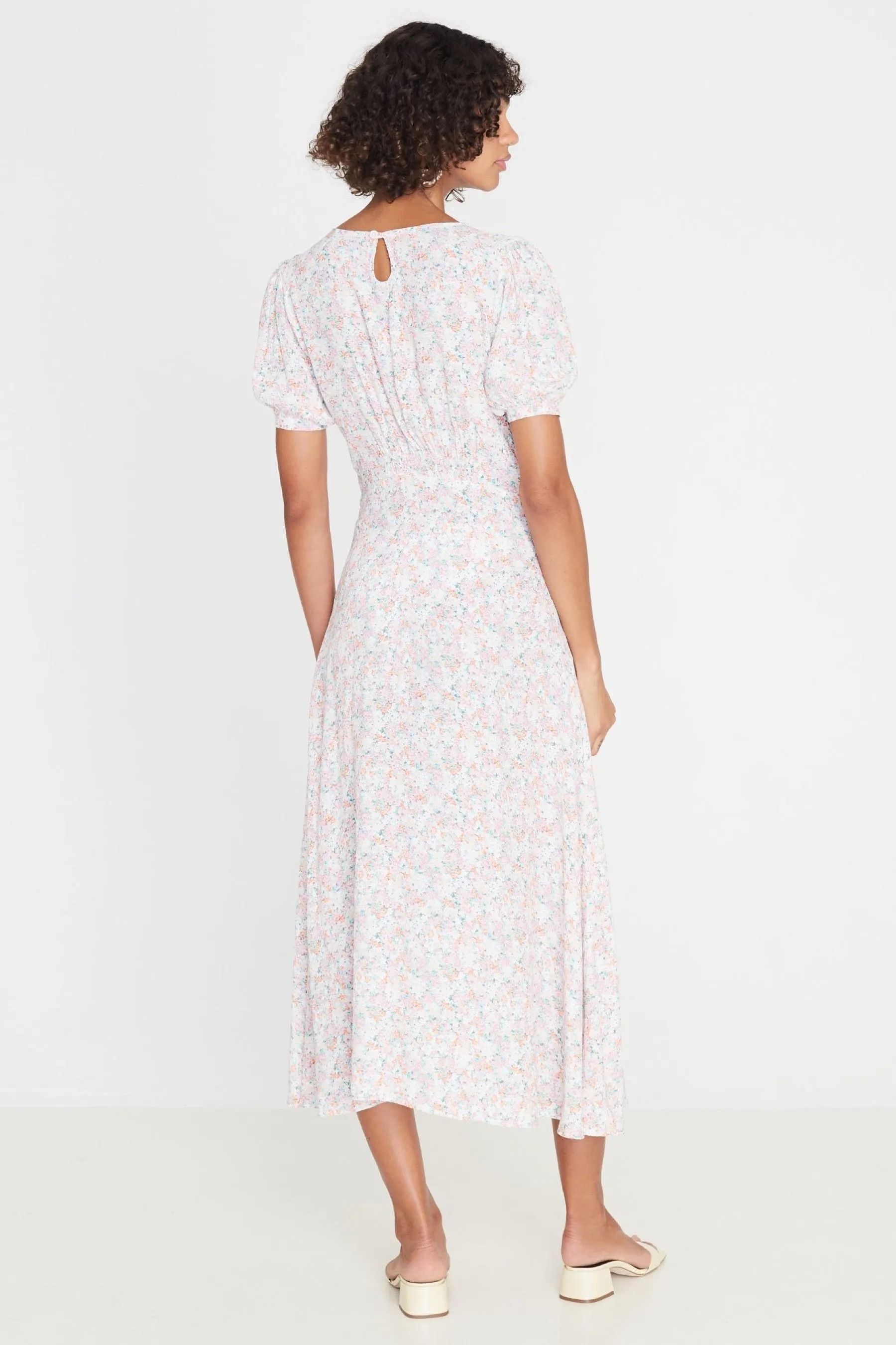 Pink Vionette Floral Beline Midi Dress