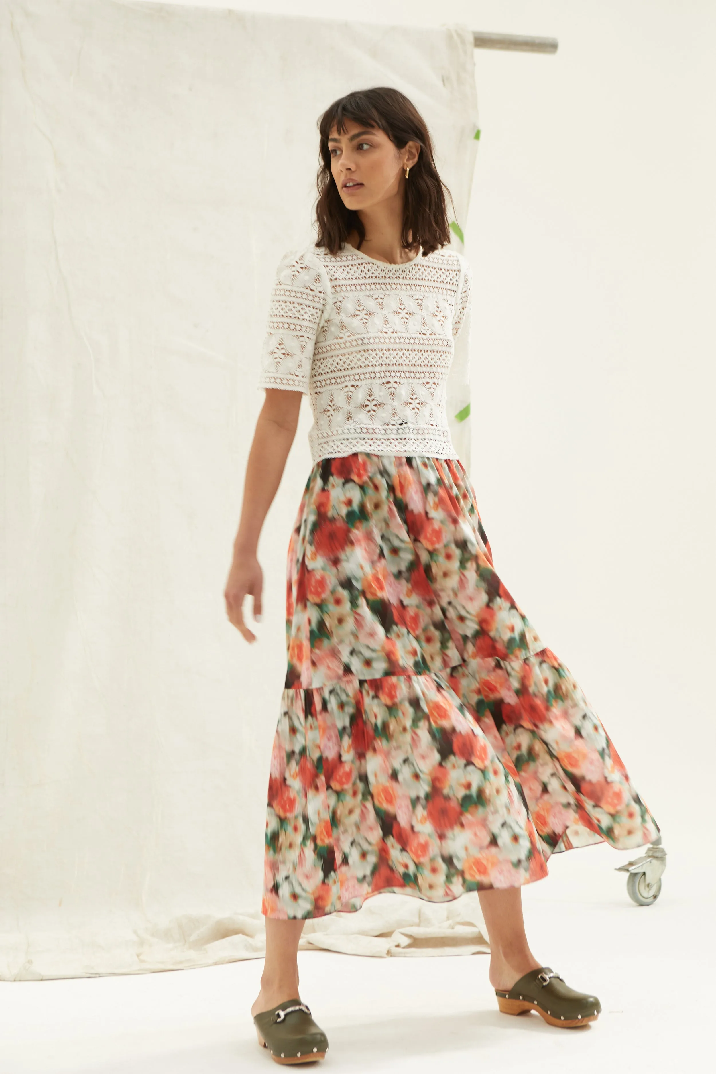 Pink Waterfloral Petticoat Skirt