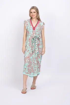 Poupette St Barth Midi Dress Sasha Aqua Bijou Batik