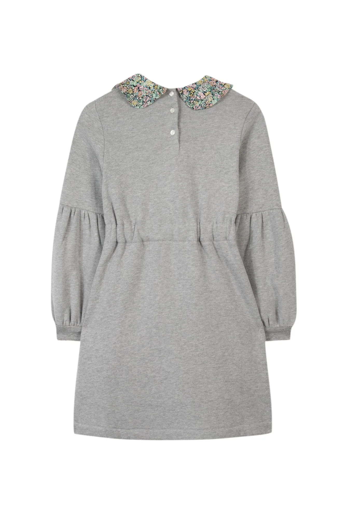 Robe - Gris col claudine fleuri