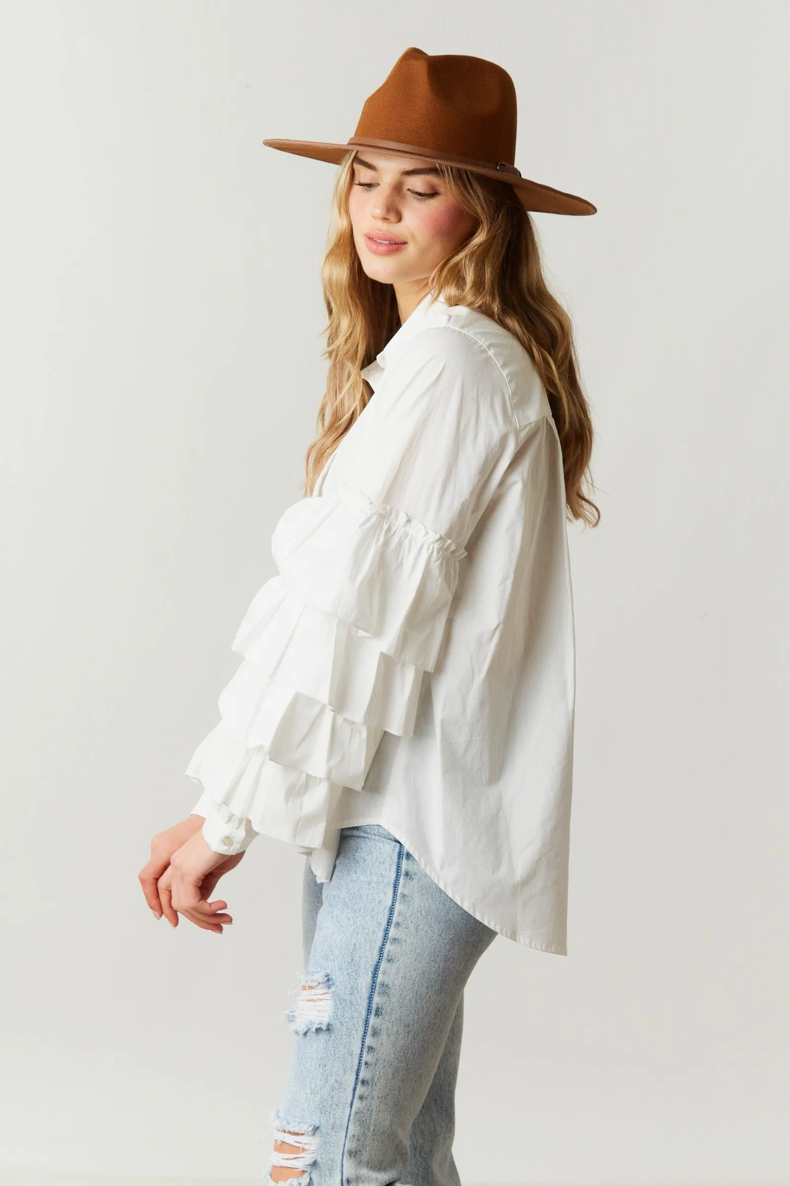 Ruffled To Perfection White Top