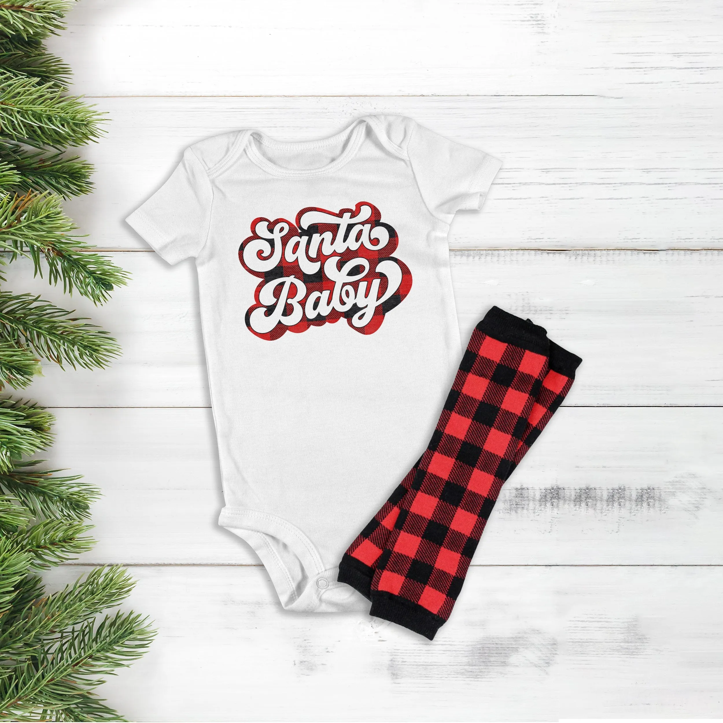 Santa Baby onesie and leg warmer gift set