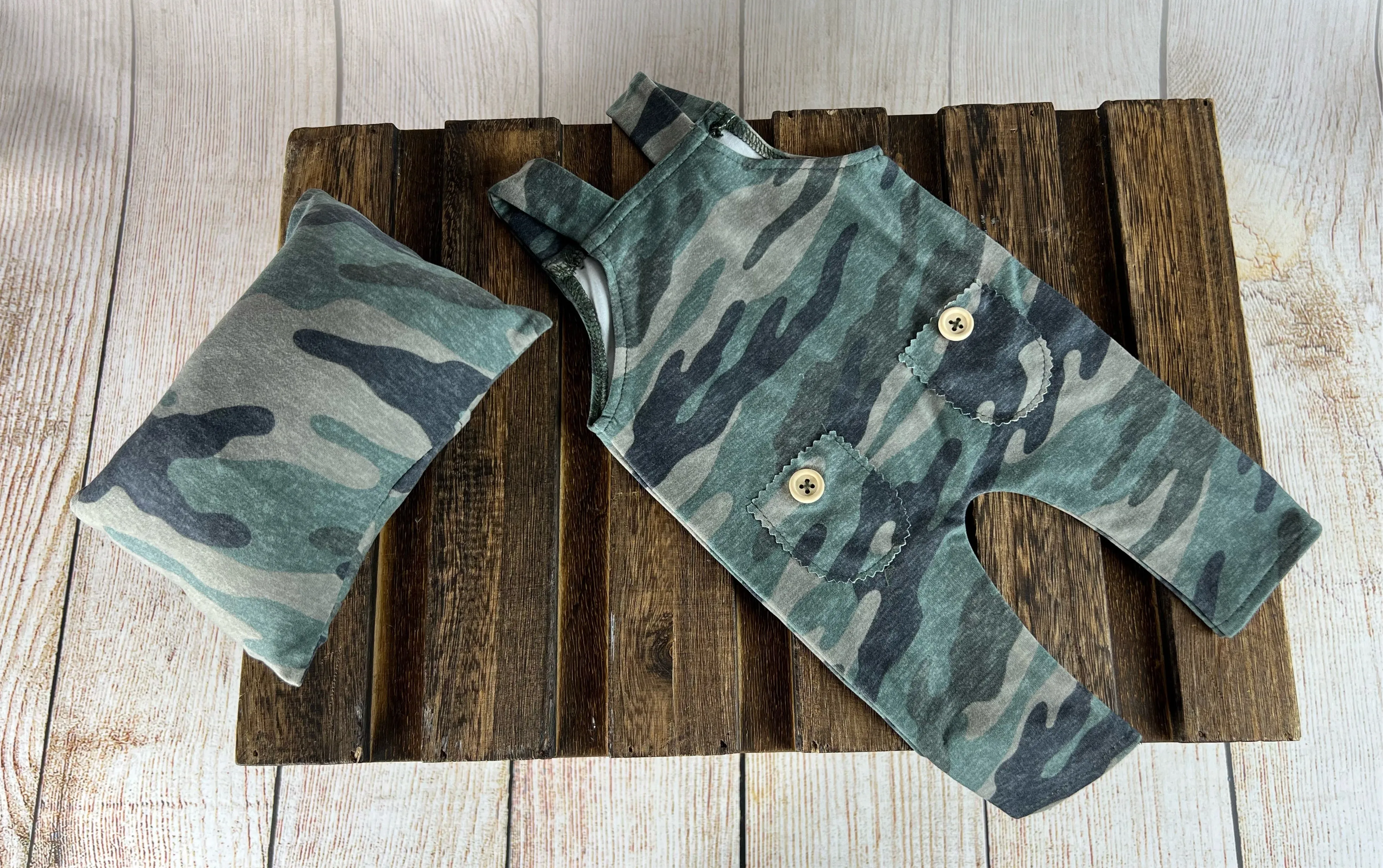 SET Overall and Mini Pillow - Camouflage #1