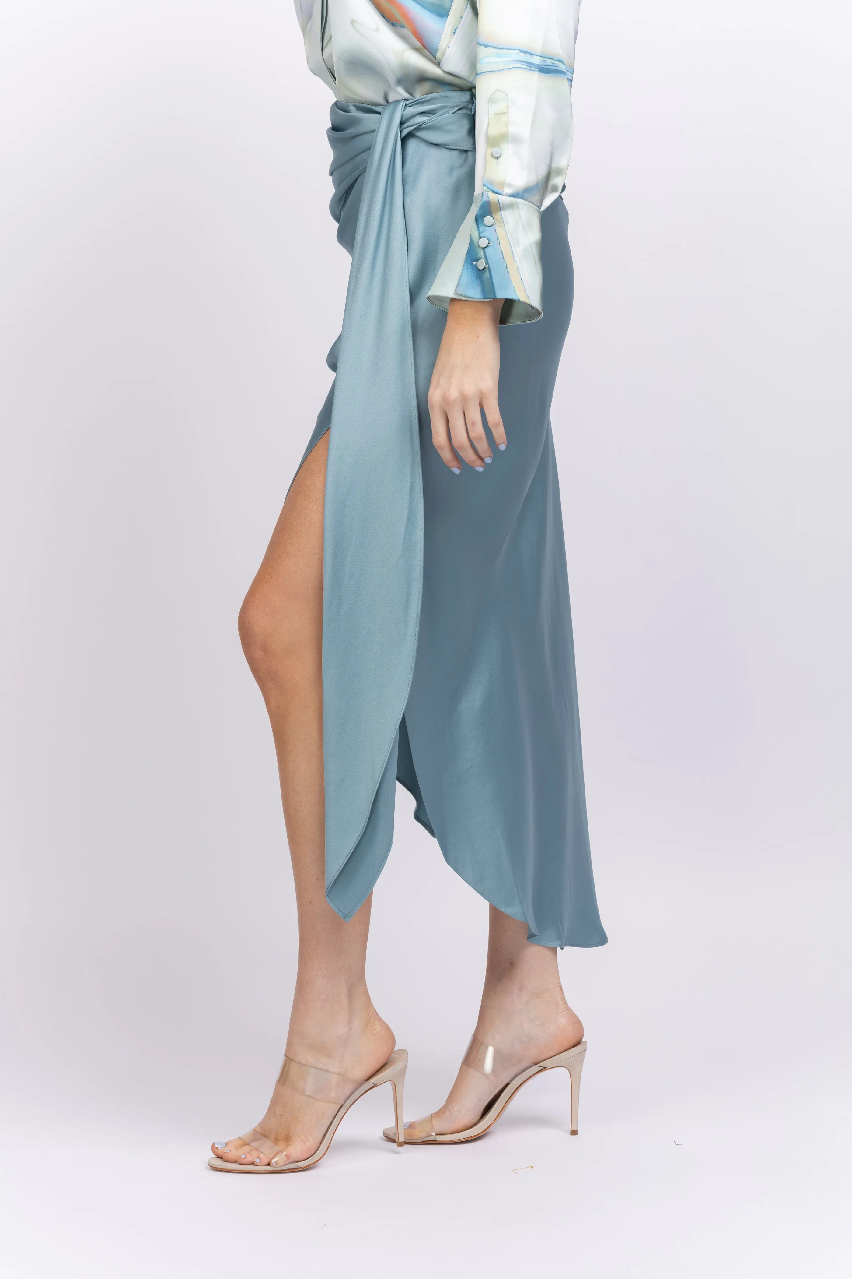 Simkhai Elisabetta Draped Skirt in Celestial Blue