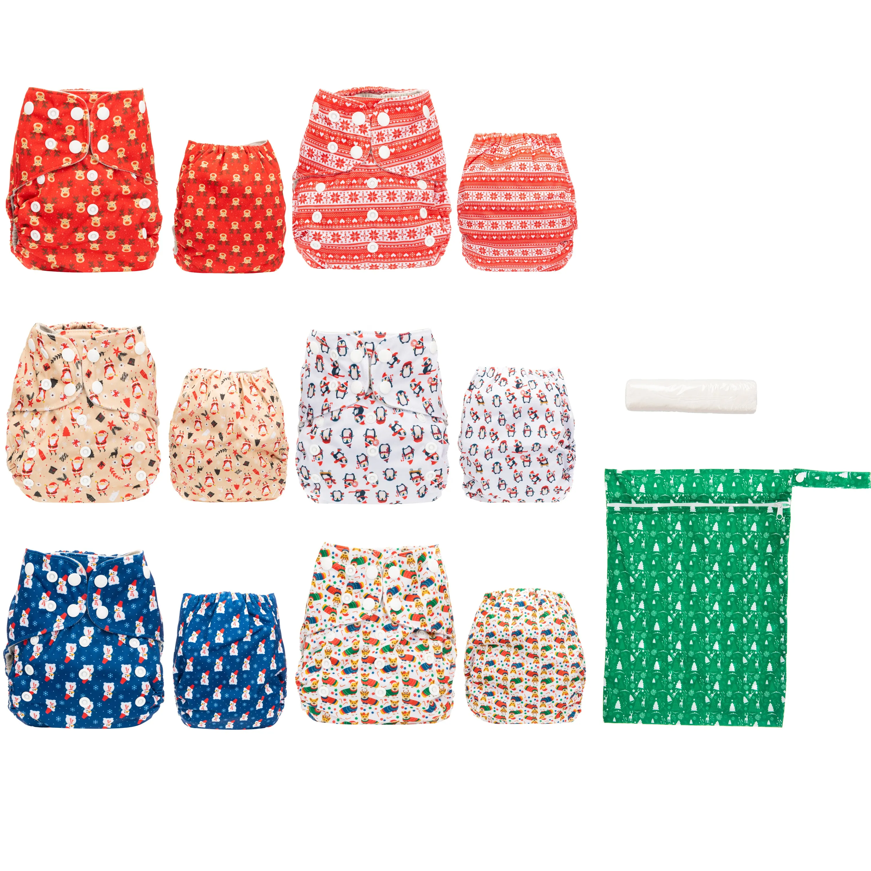 Simple Being Christmas Print Unisex Reusable Baby Cloth Diapers