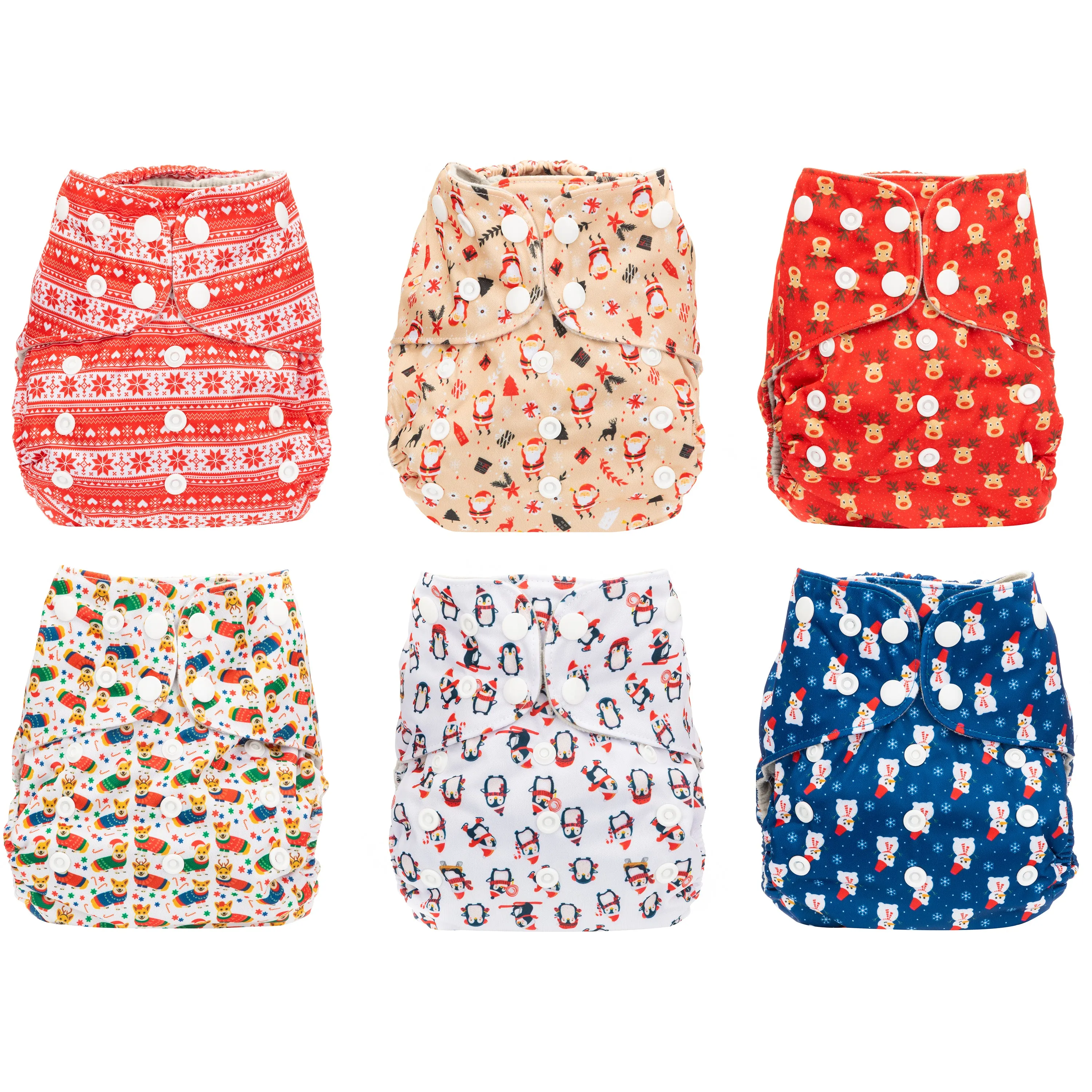 Simple Being Christmas Print Unisex Reusable Baby Cloth Diapers