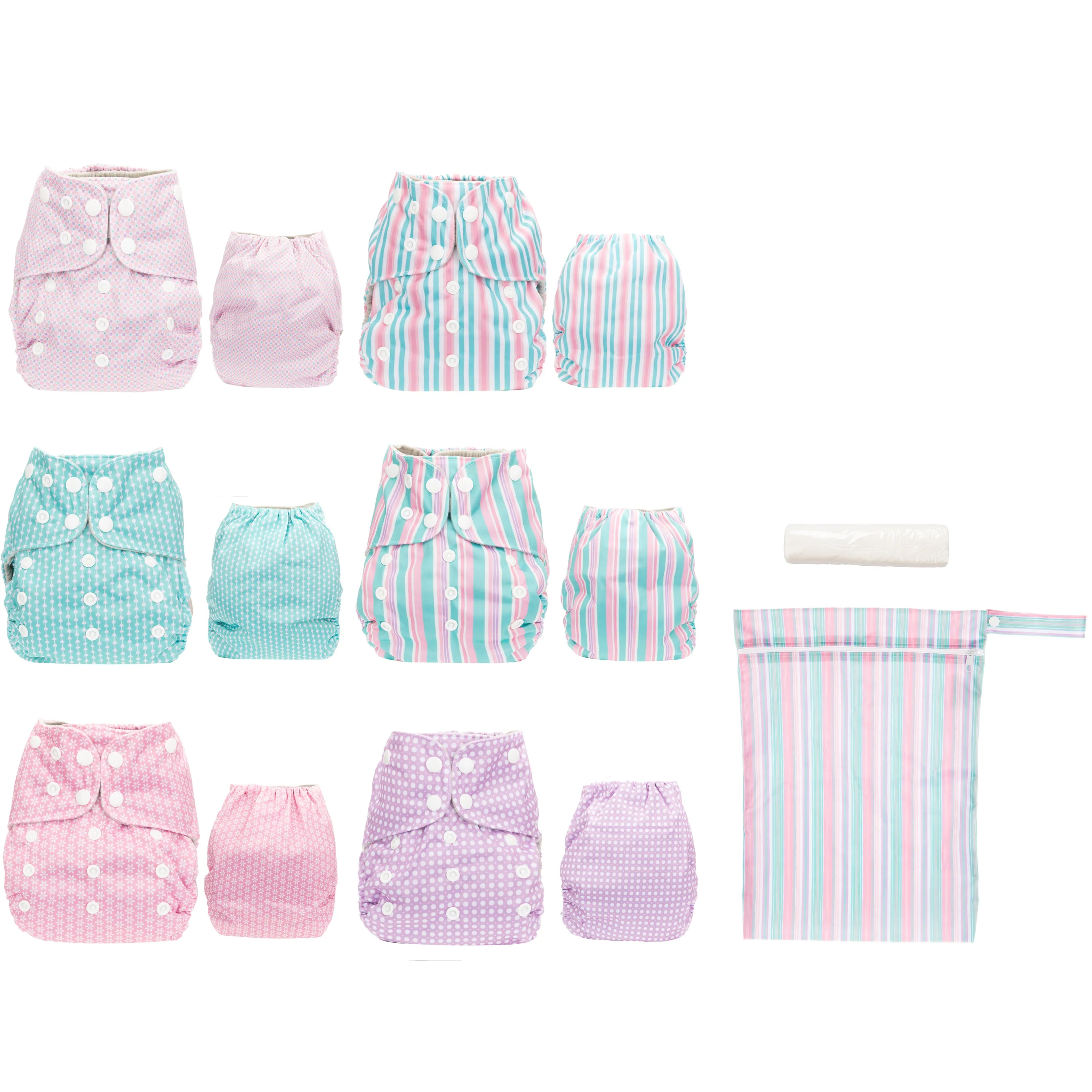 Simple Being Girls Stripes Print Unisex Reusable Baby Cloth Diapers