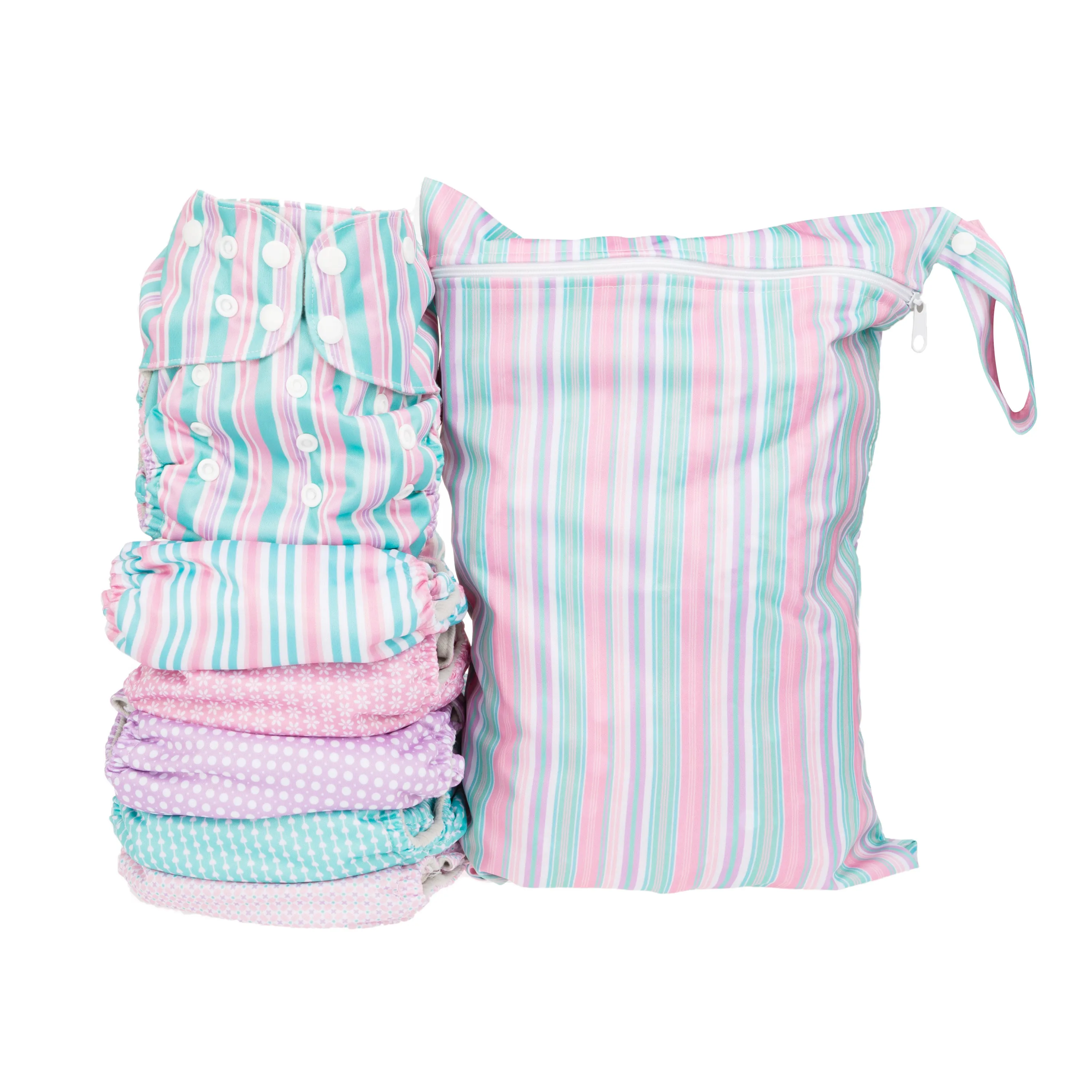 Simple Being Girls Stripes Print Unisex Reusable Baby Cloth Diapers