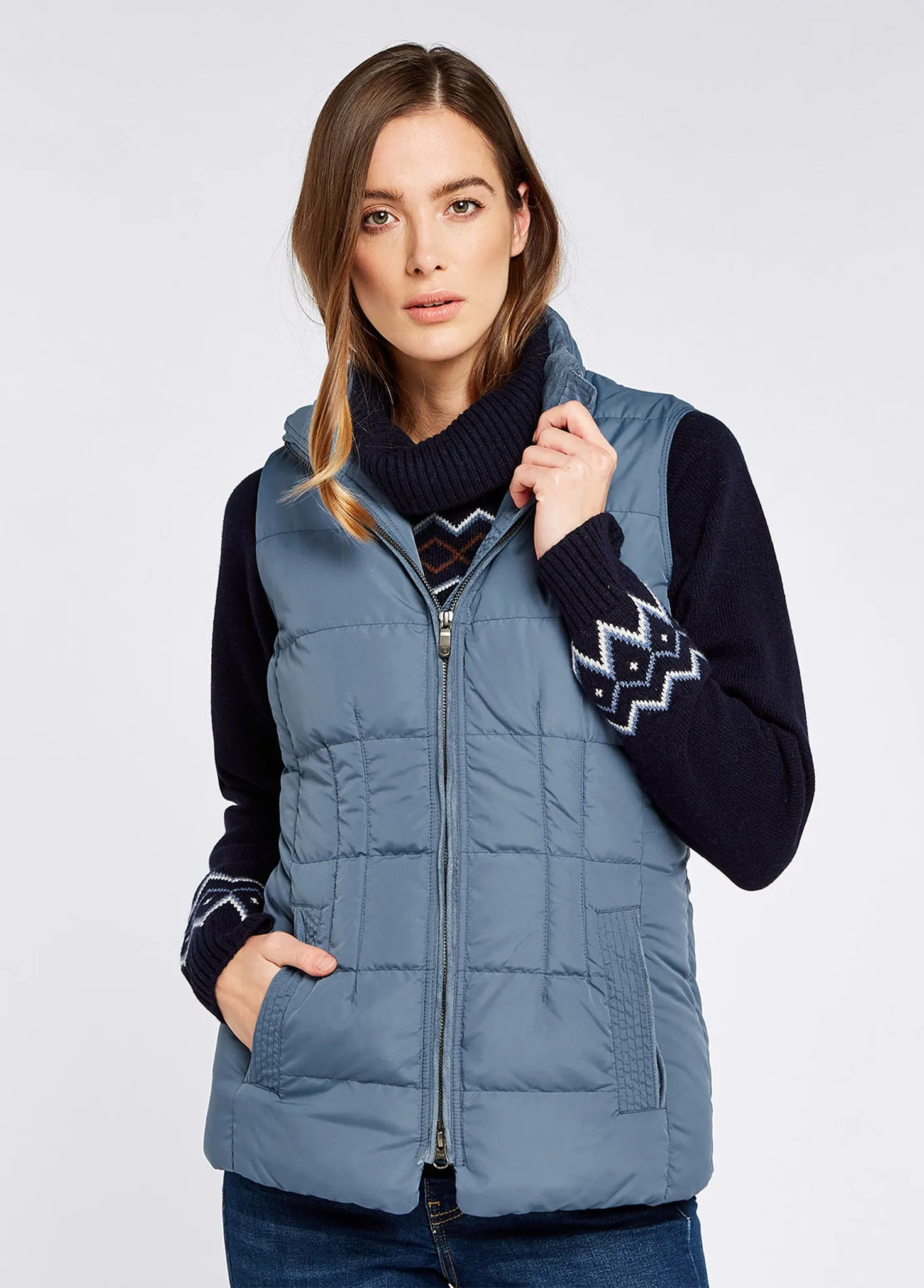 Spiddal Quilted Gilet -Slate Blue-Size EU 36