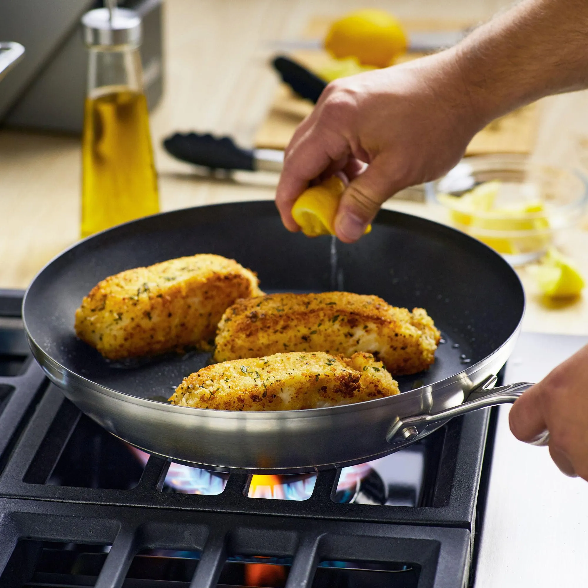 Stainless Steel 3-Ply Base Nonstick Frying Pan