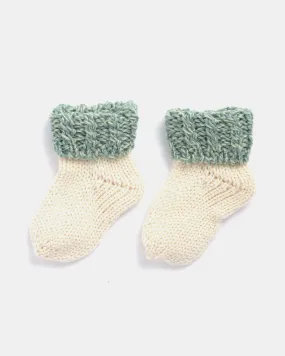 Supersoft Merino Baby Socks with Green Trim