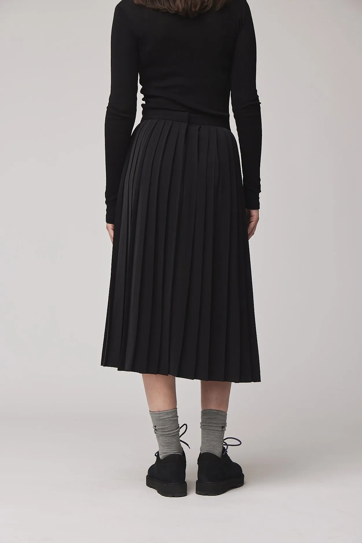 Tech Slk Pleated Midi Skirt