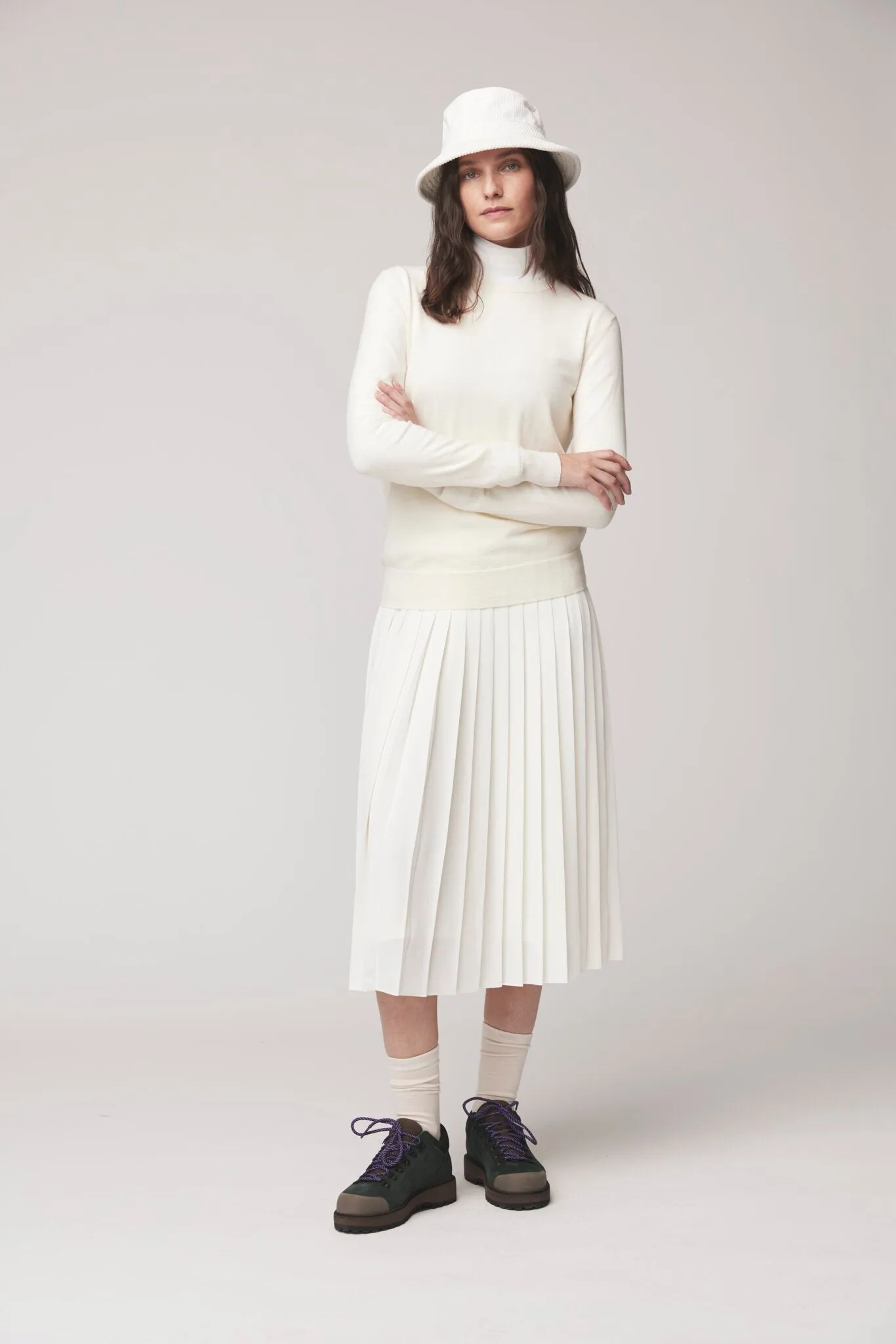 Tech Slk Pleated Midi Skirt