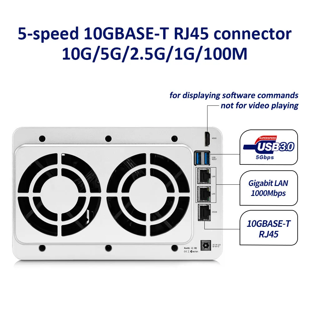 TERRAMASTER F5-422 10GbE NAS 5-Bay Network Storage Server Intel Quad-core CPU with Hardware Encryption (Diskless)