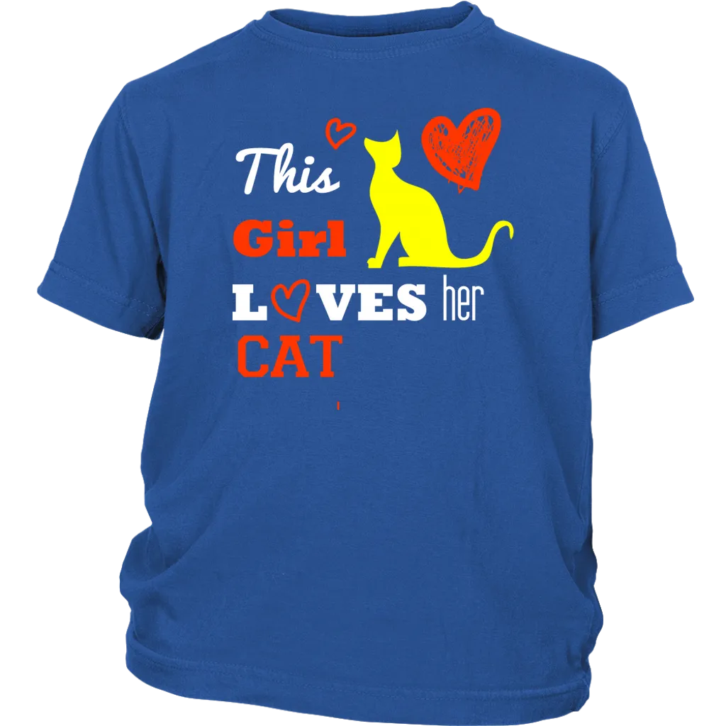 This Girl Loves her Cat T-shirt, hearts gift Tee-shirt