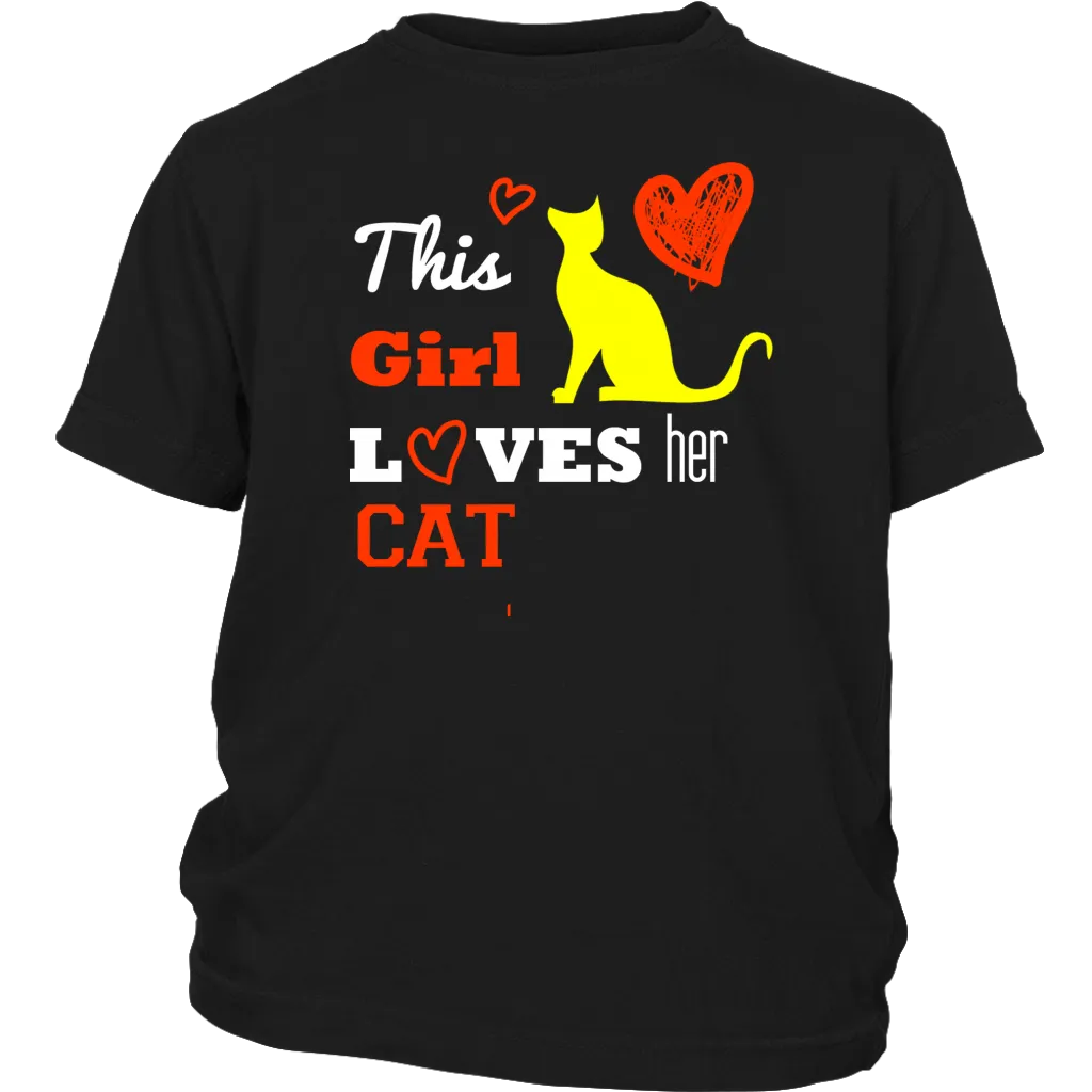 This Girl Loves her Cat T-shirt, hearts gift Tee-shirt