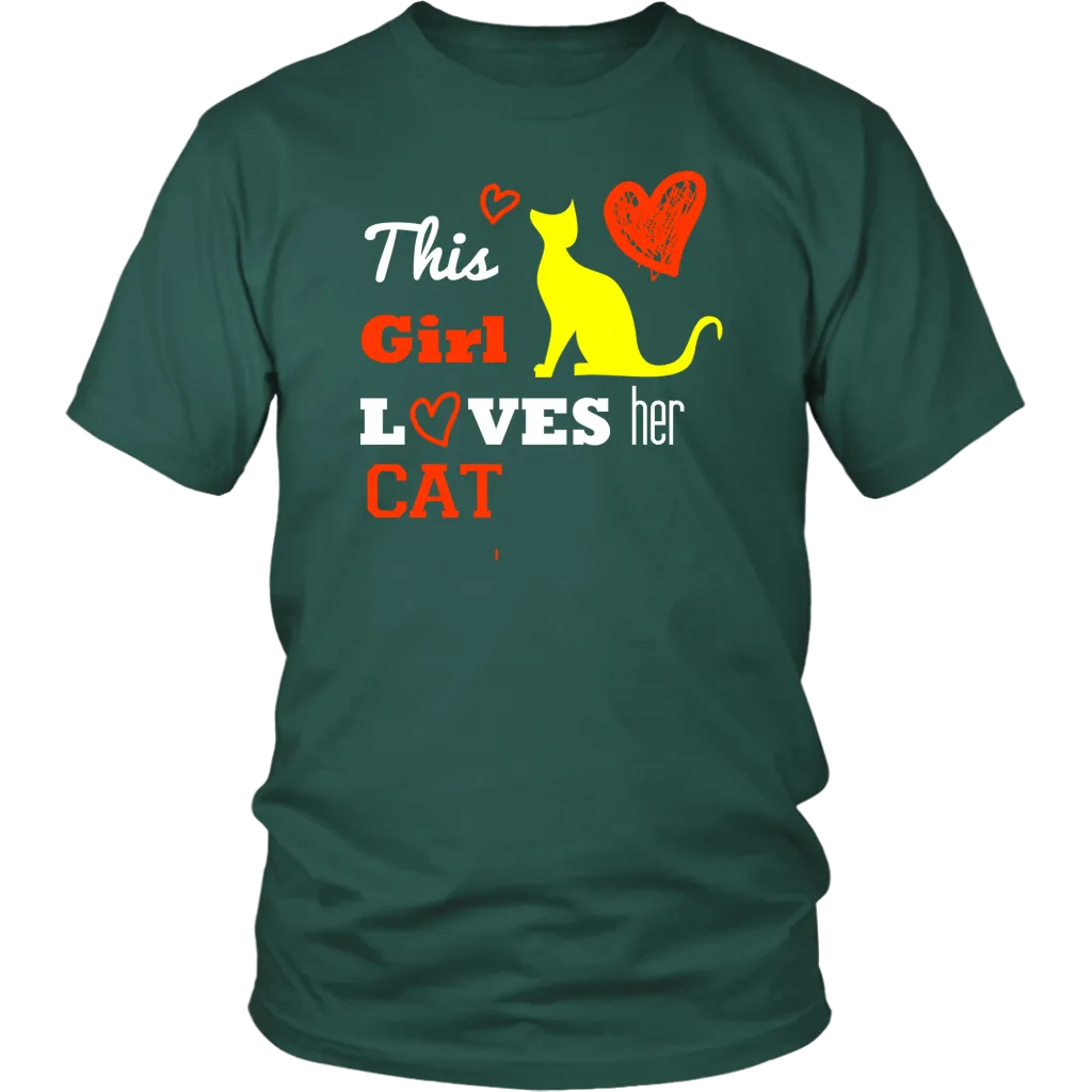 This Girl Loves her Cat T-shirt, hearts gift Tee-shirt