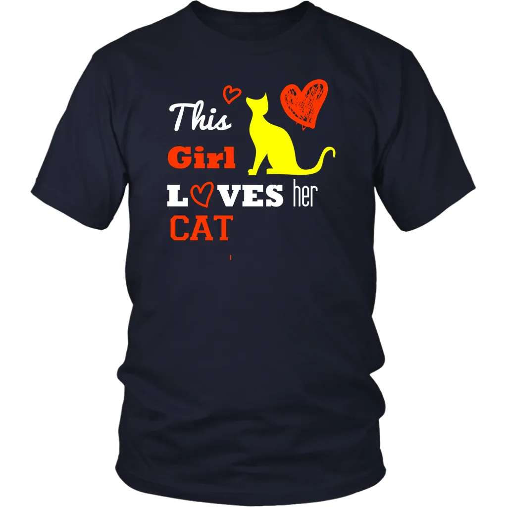 This Girl Loves her Cat T-shirt, hearts gift Tee-shirt