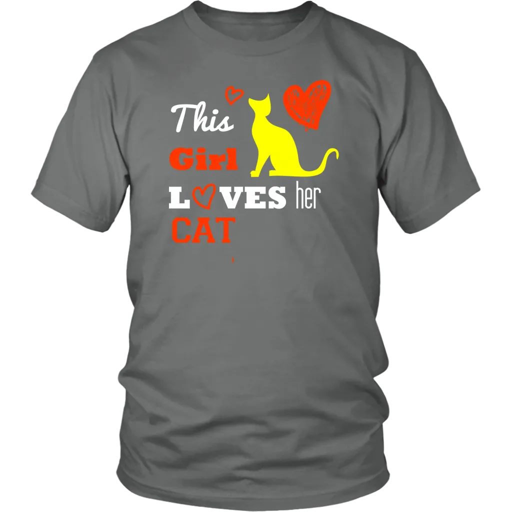 This Girl Loves her Cat T-shirt, hearts gift Tee-shirt