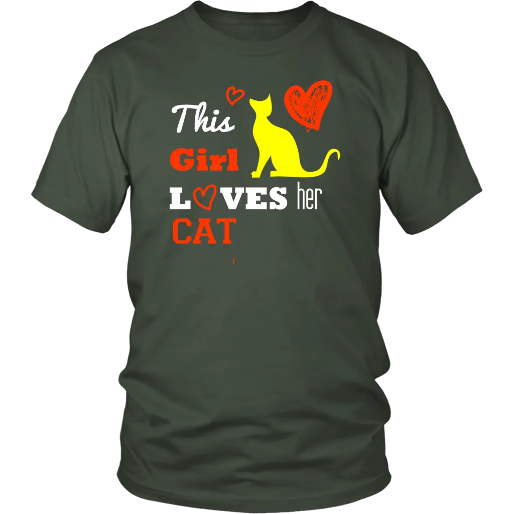 This Girl Loves her Cat T-shirt, hearts gift Tee-shirt