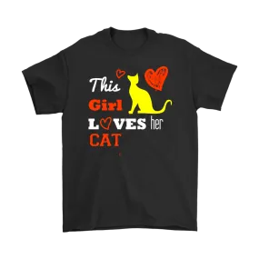 This Girl Loves her Cat T-shirt, hearts gift Tee-shirt