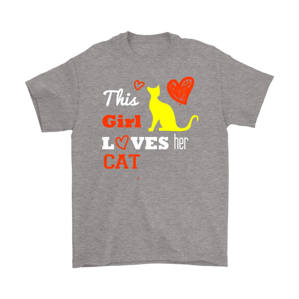 This Girl Loves her Cat T-shirt, hearts gift Tee-shirt