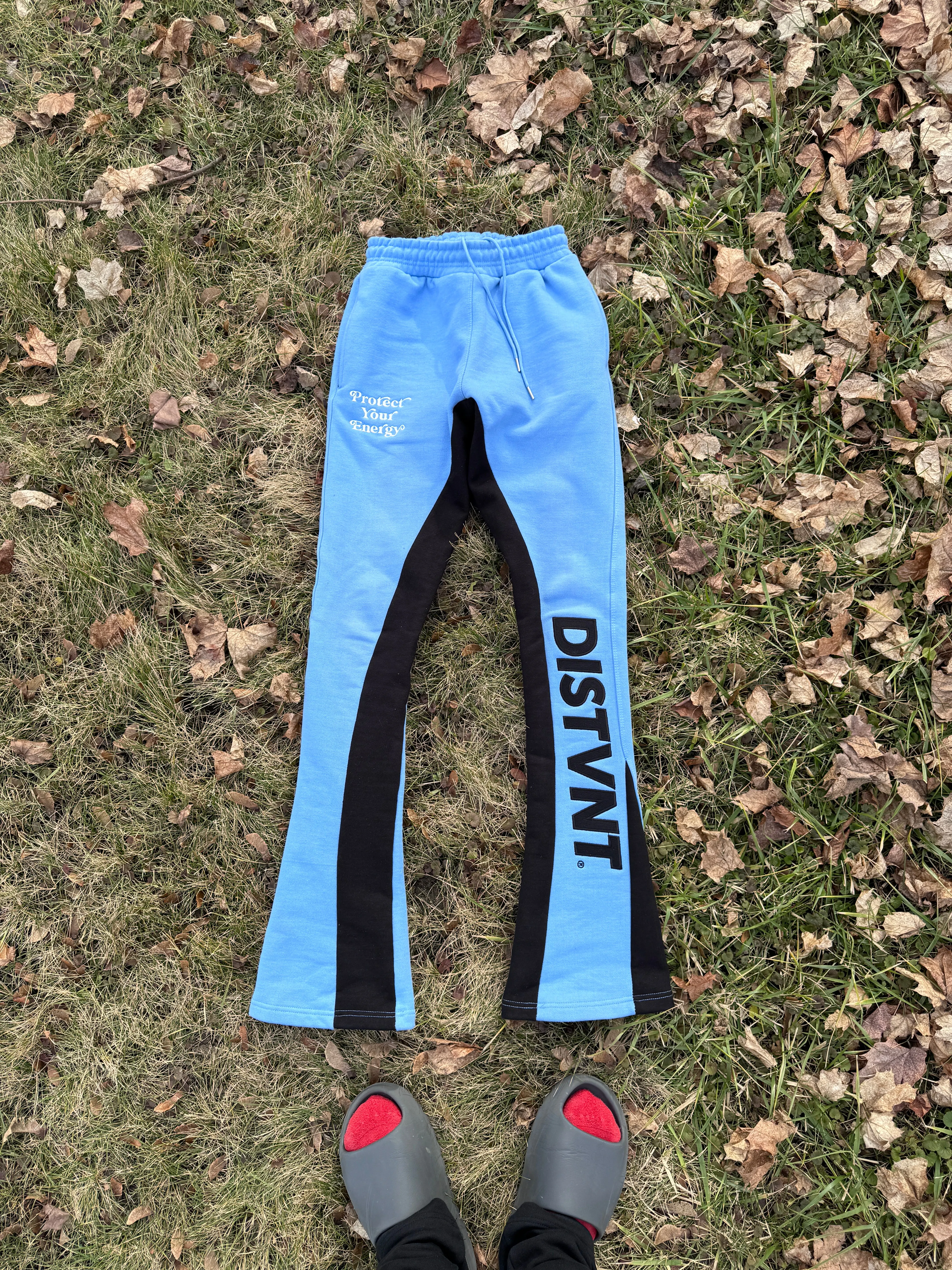 Two Tone Stacked Sweatpants (Light Blue)(Slim Fit)