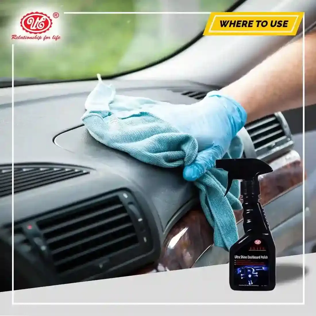 Ultra Shine Dashboard Polish Liquid Spray & Bottle | Automotive Car Care Interior Dashboard Cleaner | Dry to Touch & Rich Matte Finish (Plastic, Rubber, Leather Seat)