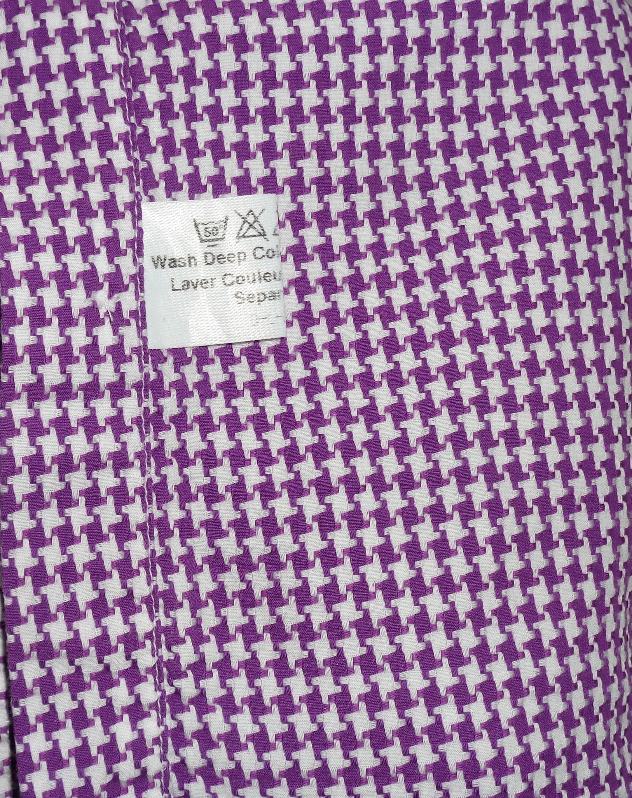 Vintage Dunhill Purple Check Long Sleeve 100% Cotton Shirt With A 16 Inch Collar