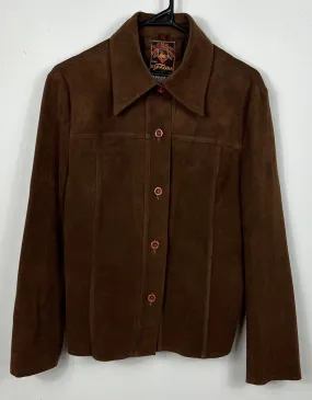 Vintage Espagna Eccaine Brown Faux Suede Button Up Shirt