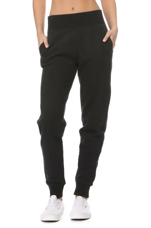 Wesley Wide Elastic Waistband Fleece Joggers // 4 COLORS