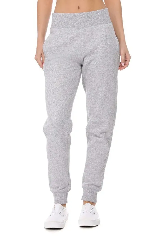 Wesley Wide Elastic Waistband Fleece Joggers // 4 COLORS