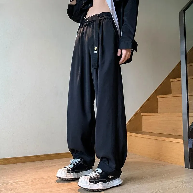 Wiaofellas  -  Trousers Thin Male Sports Pants Plain Wide Leg Summer Men's Sweatpants Adult Sweat-shirt Korean Popular Clothes Luxury Big Size