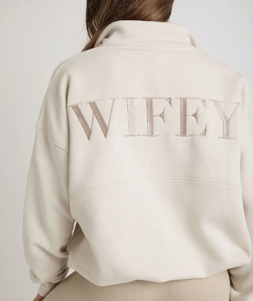 Wifey Quarter Zip Sweatshirt - Champagne