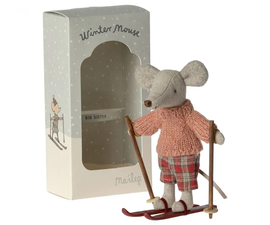 Winter mouse with ski set, Big sister