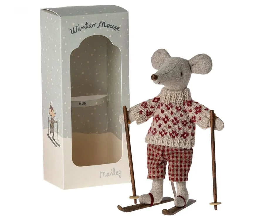 Winter mouse with ski set, Mum