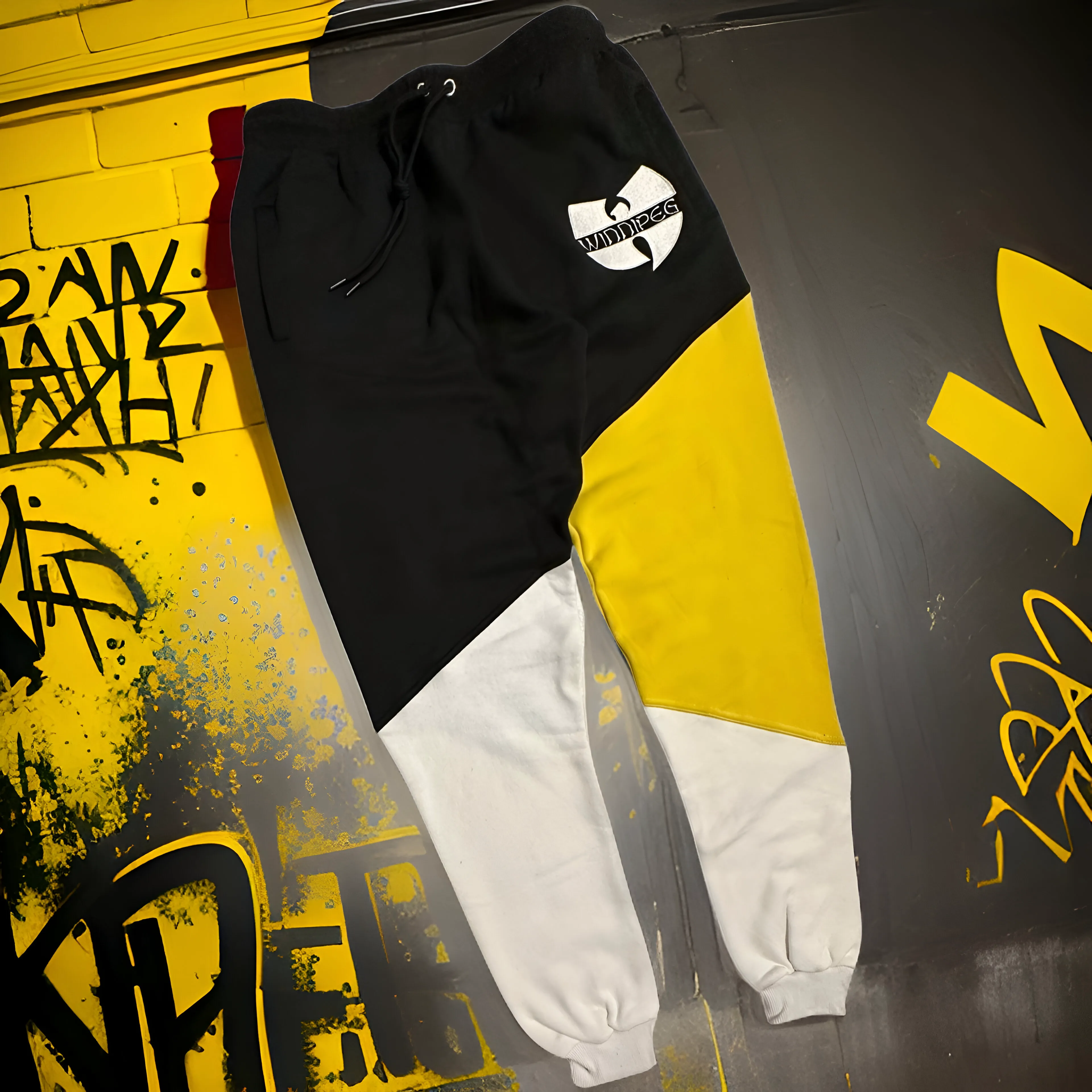 *WU-WINNIPEG* (3 TONE) CUT & SEW JOGGER SWEATPANTS (EMBROIDERED LOGO)