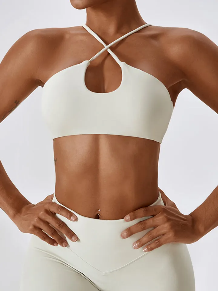 Yoga Top Women's Sports Crop Top Activewear Cropped Halter Neck Sports Bra Luxury designer