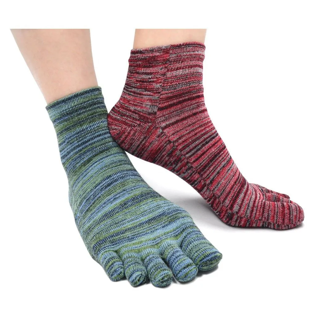 ZFSOCK Mixed Colors  5 Finger Crew Socks for Men, 5 Pairs