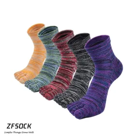 ZFSOCK Mixed Colors  5 Finger Crew Socks for Men, 5 Pairs